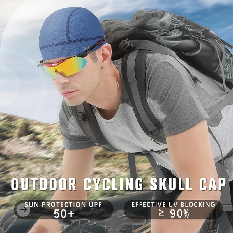 YANIKY Skull Cap Helmet Liners for Men- Soft Elastic Cycling Cap Motorcycle Skull Cap Beanie Wicking Cap Bicycle Running Hats - Image 3